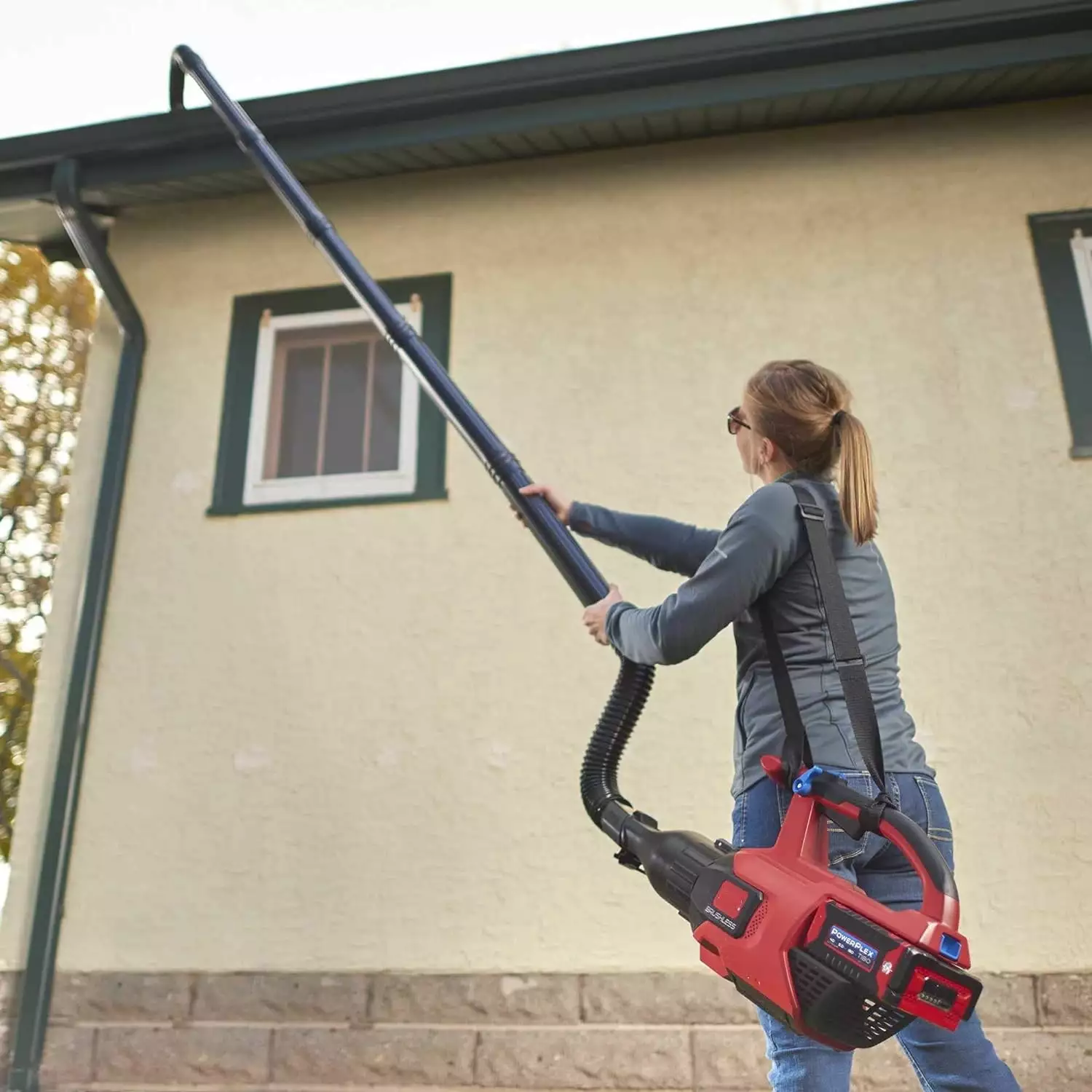 Company Universal Gutter Cleaning Kit 11 ft. Reach Handheld Leaf Blowers Includes Shoulder Strap QWER