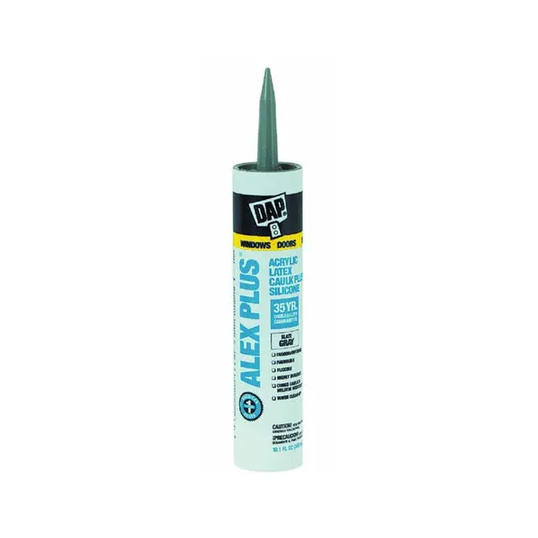 Dap 18118 Alex Plus Acrylic Latex Caulk Plus Silicone 10.1 Oz Slate Gray Sealing and Waterproofing