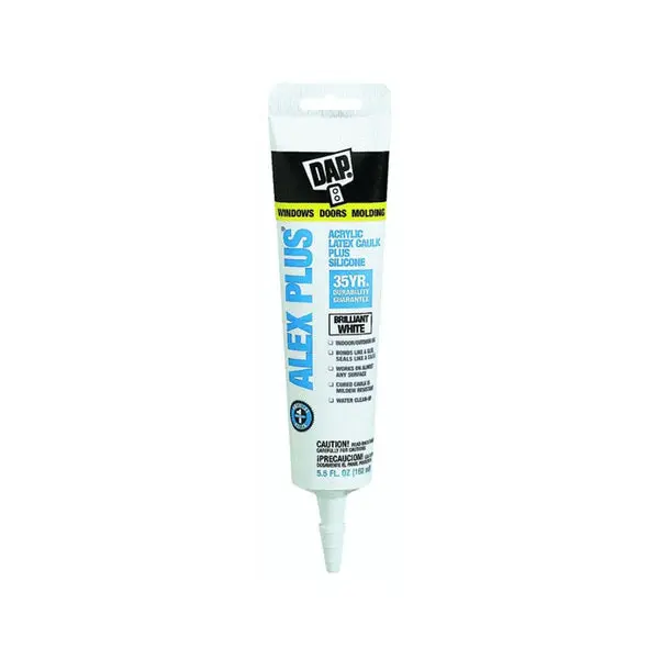 Dap 18128 Alex Plus Acrylic Latex Caulk Plus Silicone 5.5 Oz White Paintable Sealant