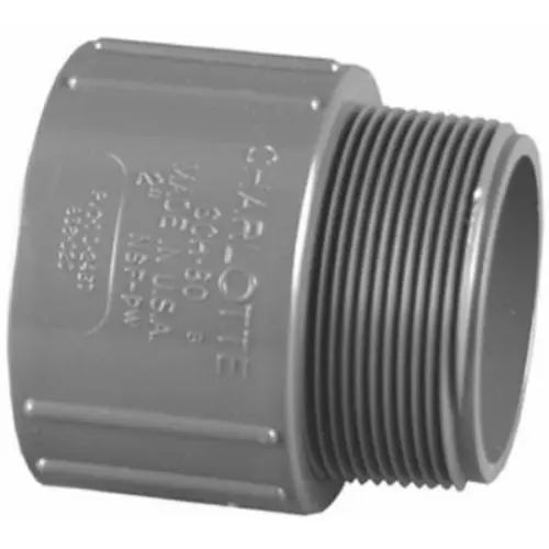 Charlotte Pipe PVC-08109-1000HA Schedule 80 PVC Adapter Slip x MPT 1 Inch Gray