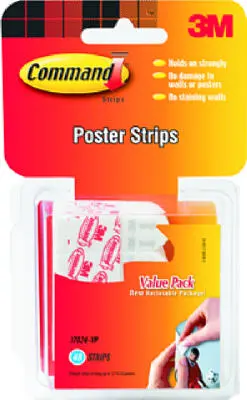 Command 17024-TVP Poster Strips Value Pack White 60-Count Damage-Free Hanging