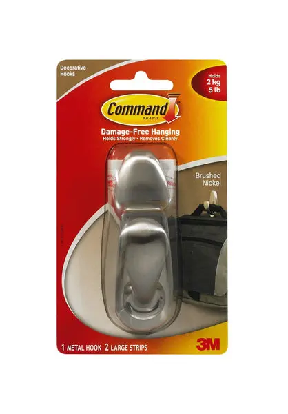 Command FC13-BN Forever Classic Large Metal Hook Brushed Nickel Strips