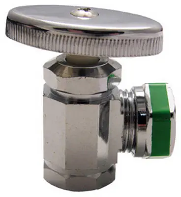 Lasco 06-7025 Angle Stop Valve Rubber Slip Joint Outlet Chrome Plated Sink Shutoff