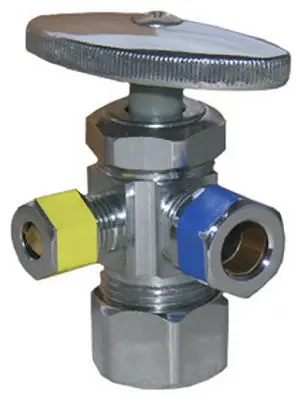 Lasco 06-7353 3-Way Angle Valve 5/8 x 3/8 x 1/4 Plumbing Connections