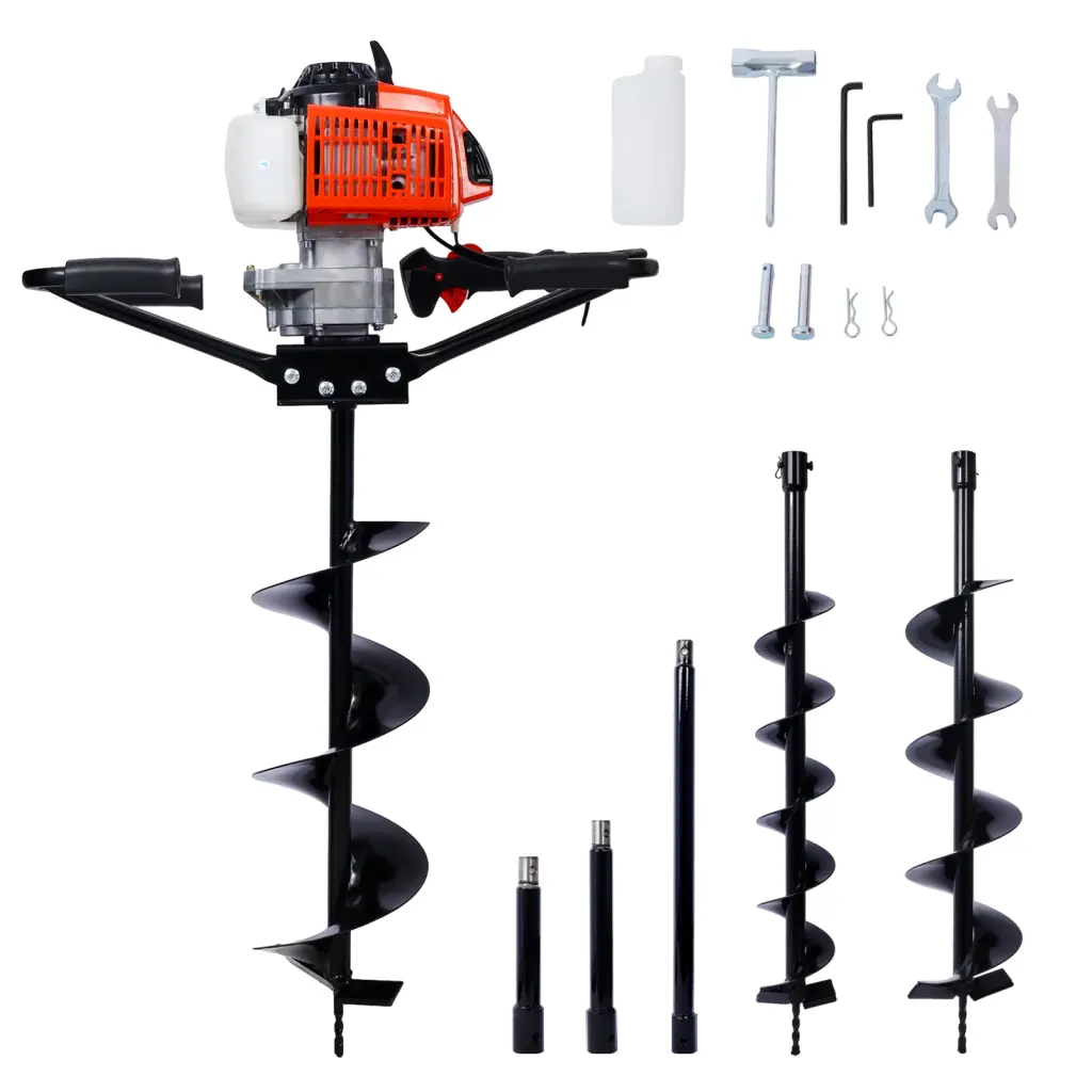 2.7HP Post Hole Digger 63CC Two Person Handle Gas Powered 2 Stroke Auger g-h