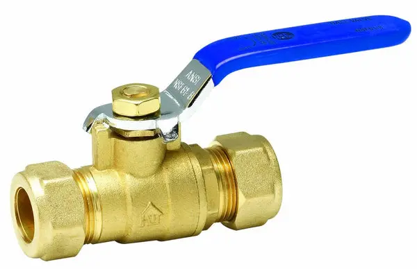 Homewerks 111-1-34-34 Lead-Free Brass Compression Standard Port Ball Valve 3/4 Inch