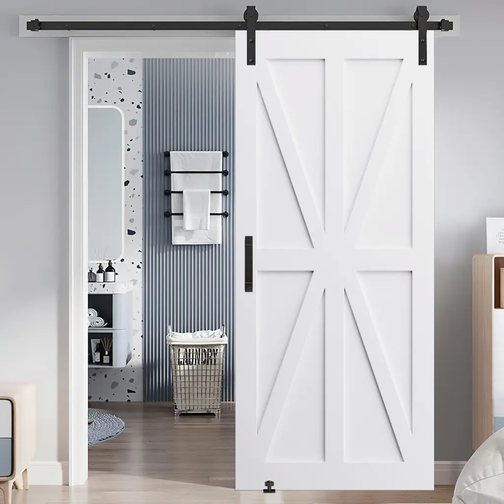 32 X 80 Star Style Real Primed Door Slab 6.6Ft Barn Door Sliding Hardware rnb