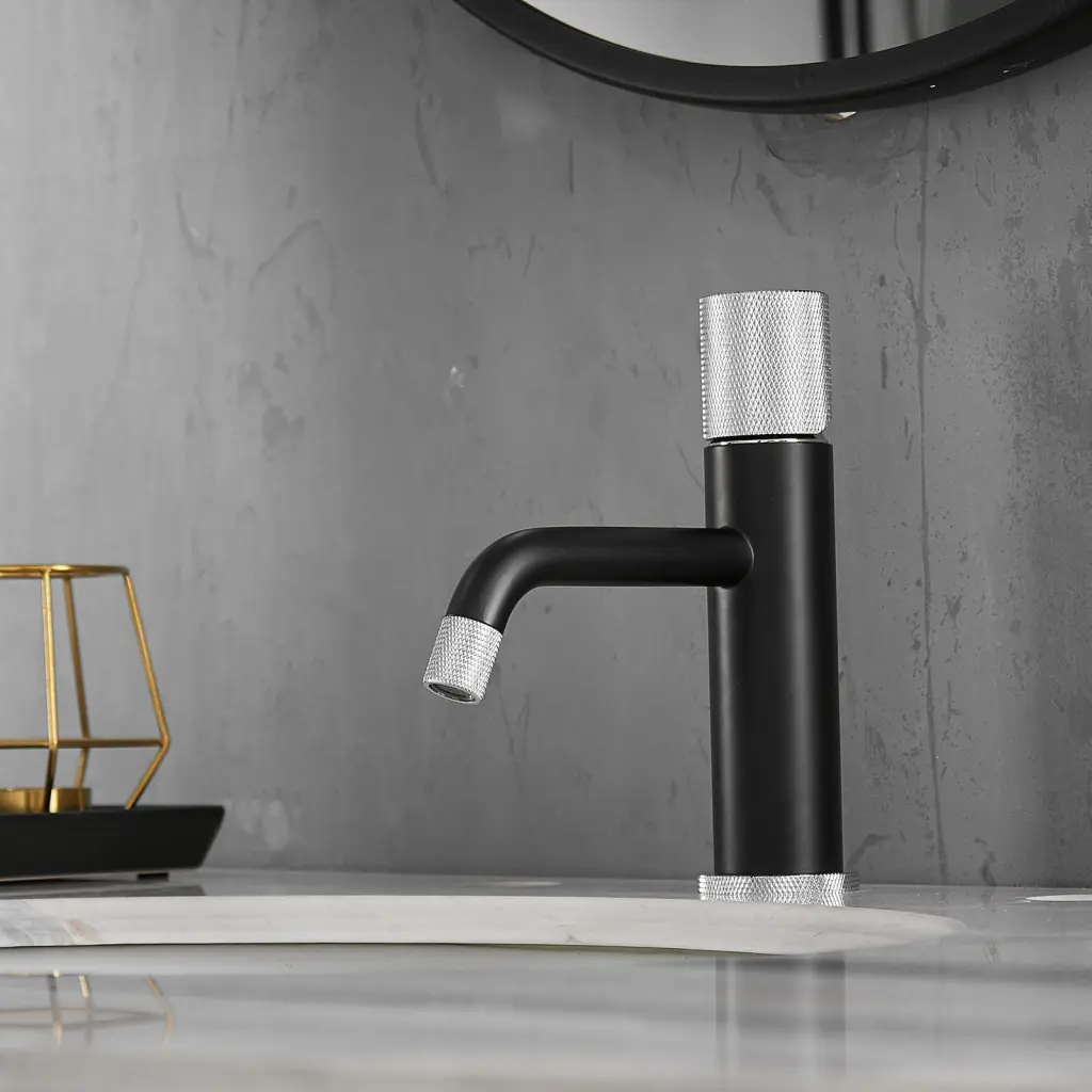 Modern Black And Nickel Faucet Brass Bathroom Basin Faucet Design flg