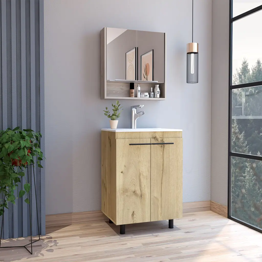 Light Oak 2 Piece Bathroom Set Light Oak 18 To 23 32 To 35 Mirror furniture max