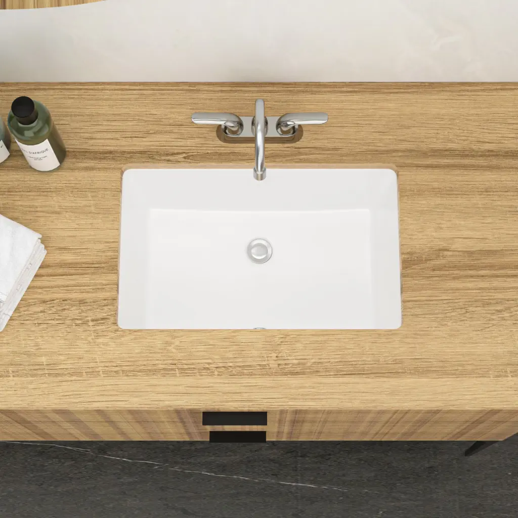 21x13 Inch White Ceramic Rectangular Undermount Bathroom Sink Overflow lordear