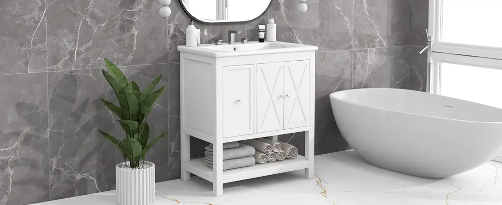 30 Inch Bathroom Vanity Sink Top and Two Door Cabinet rnb