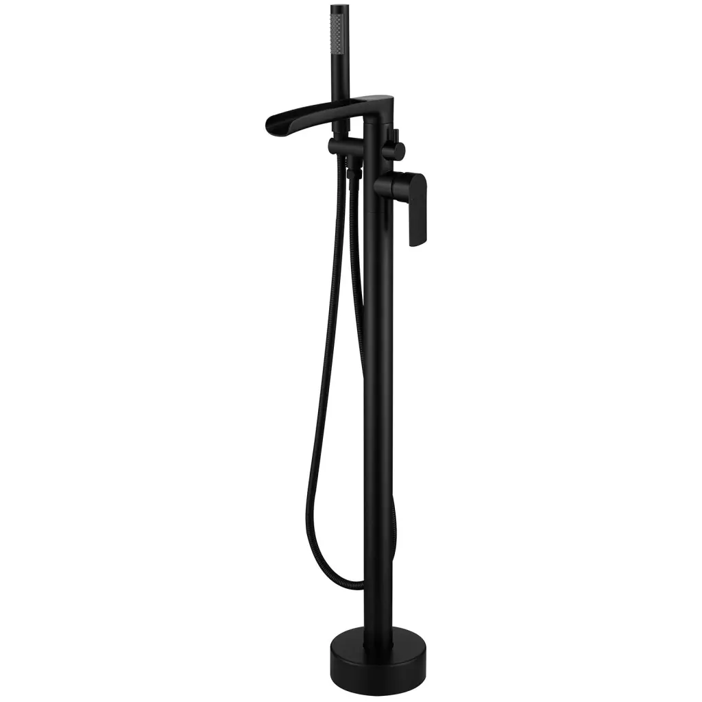 Matte Black Freestanding Floor Mount Bathtub Filler Single Handle bathininc