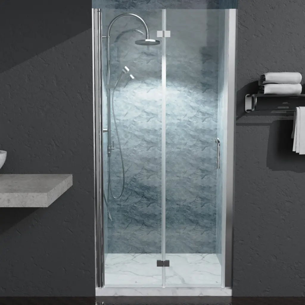 36 To 37 3 8 . W X 72 . H Bi Fold Semi Frameless Shower Doors C global