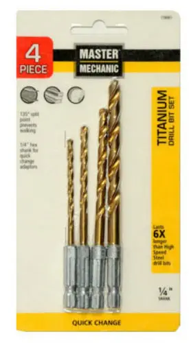 Master Mechanic 158861 Quick Change Titanium Bit Set Drilling and Screwing