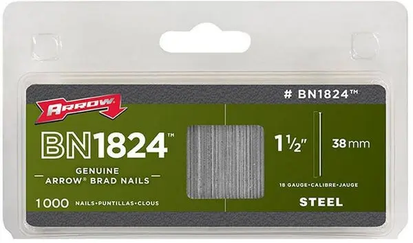Arrow Fastener BN1824CS Steel Brad Nails 18-Gauge 1-1/2 Inch 1000-Pack Light Woodworking