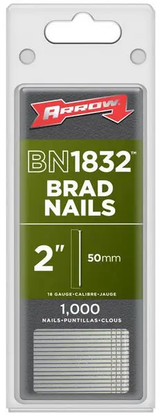 Arrow Fastener BN1832CS Steel Brad Nails 18-Gauge 2 Inch 1000-Pack Trim and Finish Work