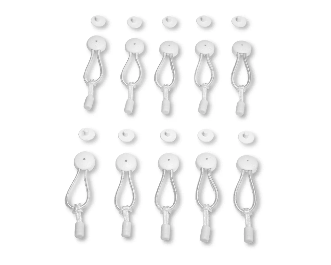 6 5/8 White Bungee Shock Cord Stayput Fastener and Pull Tabs 10 Pack