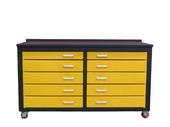 6Ft Storage Cabinet Workbench 10 Drawers Yellow American Design Garage Organizer chery industrial inc