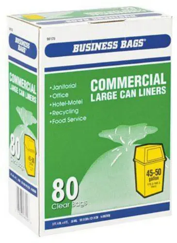 Berry Plastics 618642 45 Gallon Clear Commercial Can Liners 80-Count