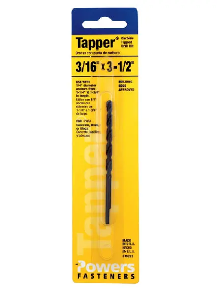 Hillman 375223 Tapper Carbide Drill Bit 3/16 x 3.5 Inch Metal and Wood Hillman Fasteners