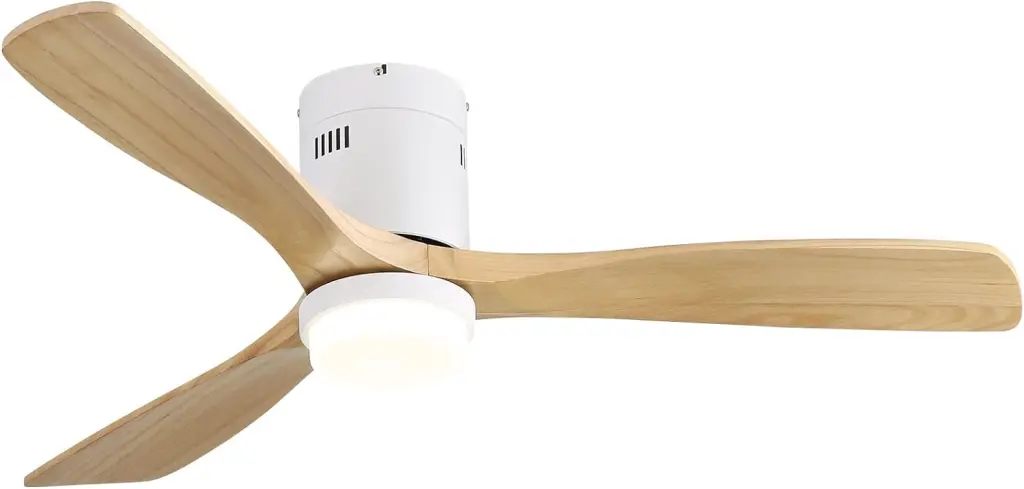 52 Inch Decorative Ceiling Fan 6 Speed Remote White 3 Solid Timber Blades ceiling fan with light