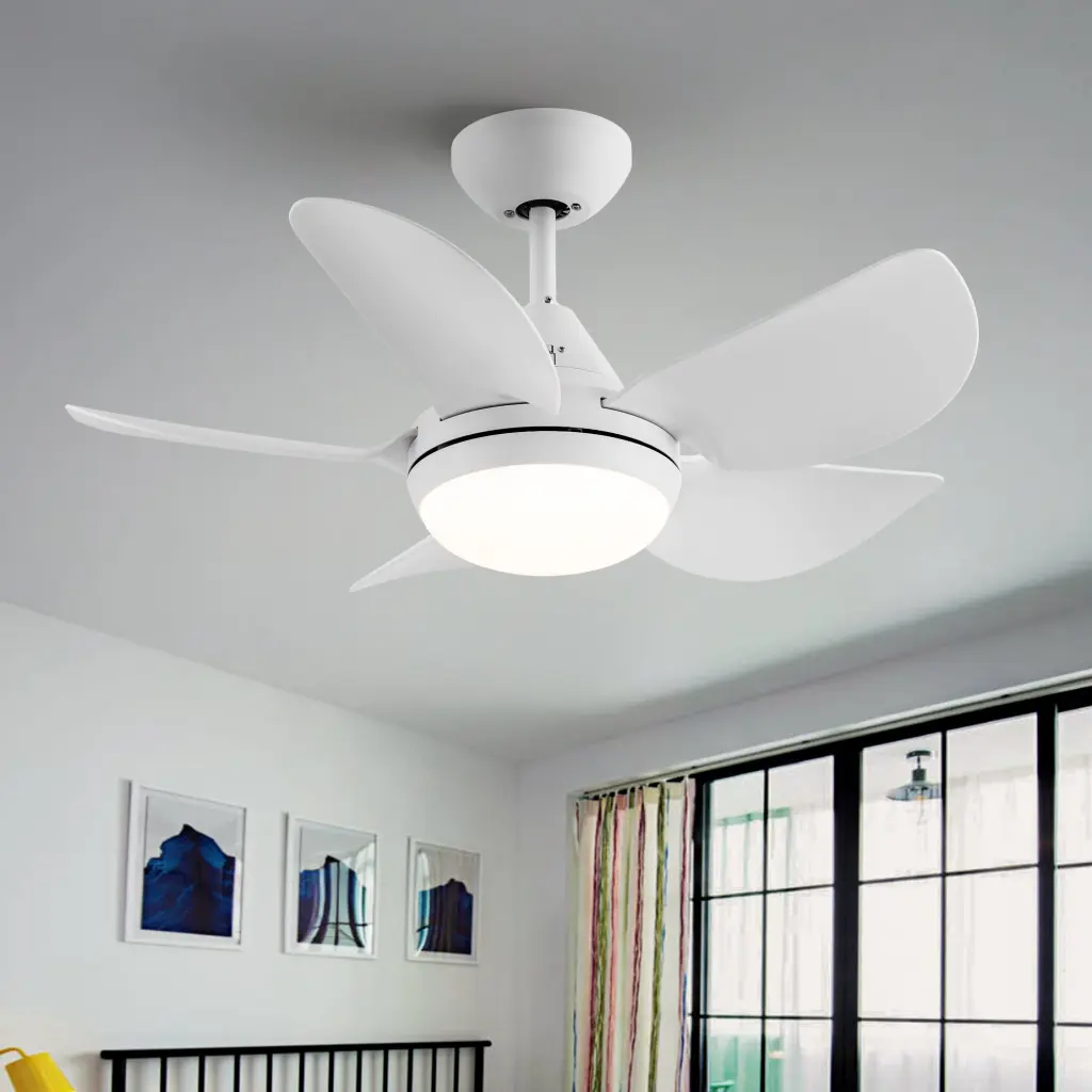 30 Inch Integrated LED Ceiling Fan Lamp White ABS Blades yuhao w1367