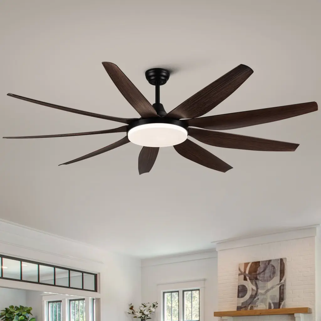 71 Inch Merged LED Lighting Ceiling Fan 9 Solid Wood Blades yuhao w1367