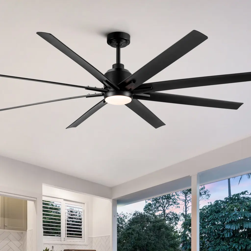 72 Inch Super Large Merged LED Light Ceiling Fan Black ABS Blades yuhao w1367