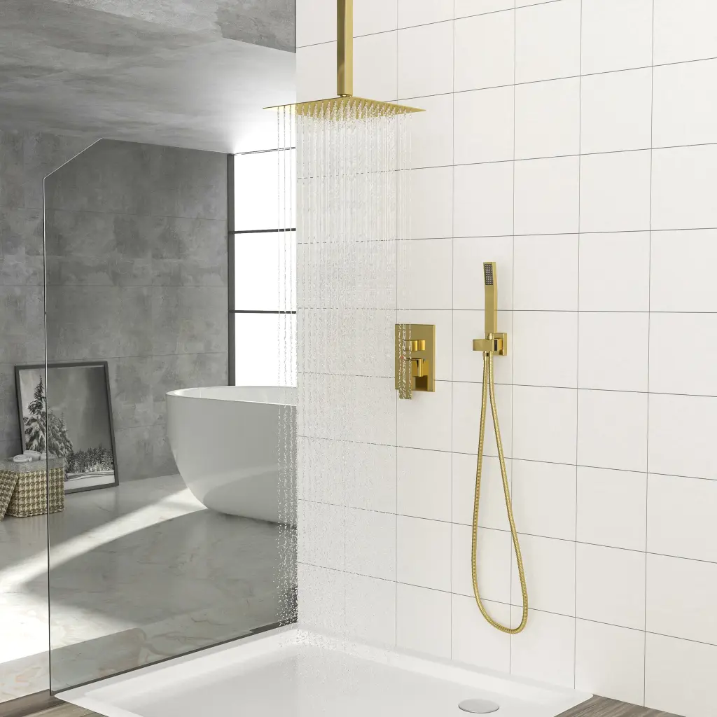 Dual Shower Head 10 Inch Ceiling Mount Square Shower System Rough- Valve lordear