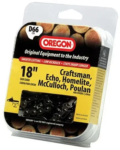 Oregon D66 Vanguard 72V Full-Chisel Premium C-Loop Chain 66 Drive Links 18 Inch
