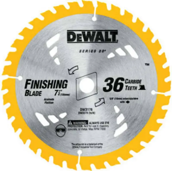 DeWalt Construction Series Thin Kerf Finishing Saw Blade 36T 7-1/4 Inch