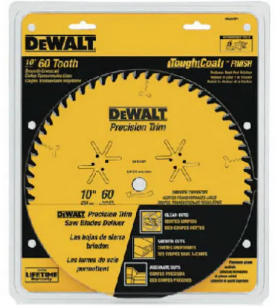 DeWalt DW3215PT 10 Inch 60-Tooth Precision Trim Woodworking Saw Blade
