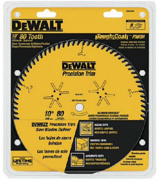 DeWalt DW3218PT 10 Inch 80-Tooth Precision Trim Fine Crosscutting Saw Blade