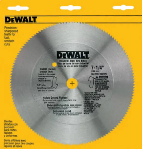 DeWalt DW3326 Steel Hollow Ground Plywood Circular Saw Blade 140 Teeth 7-1/4 Inch