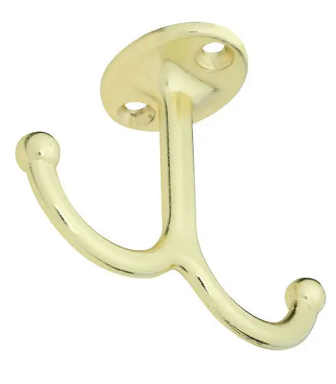 National Hardware N245-811 Undershelf Coat Hook Bright Brass 2-Pack Space Saving Storage