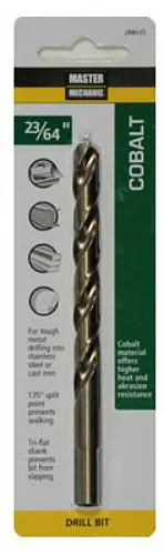 Master Mechanic 288035 Jobber Length Cobalt Drill Bit 23/64 x 4-7/8 Inch Hard Materials