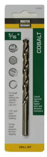 Master Mechanic 571273 Jobber Length Cobalt Drill Bit 5/16 x 4-1/2 Inch Metal Drilling Tool