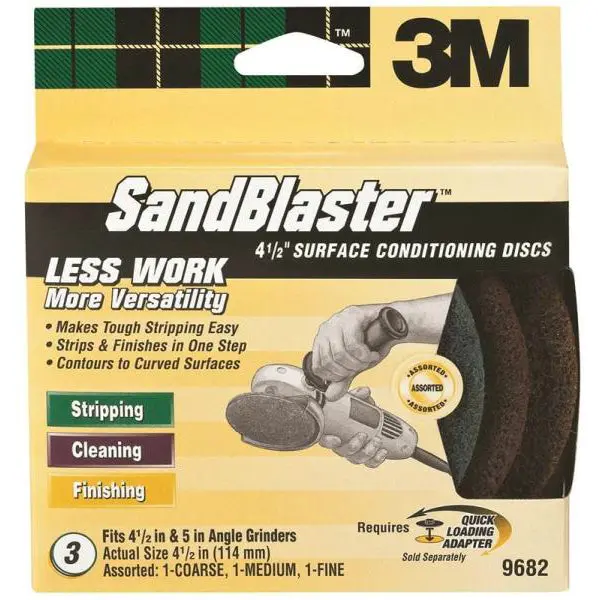 3M 9682 SandBlaster Surface Conditioning Disc 4.5 Inch Assorted Grit 3-Pack