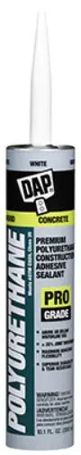 Dap 18810 Premium Polyurethane Construction Adhesive Sealant 10.1 Oz White Strong Bonds