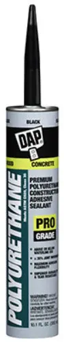 Dap 18816 Premium Polyurethane Construction Adhesive Sealant 10.1 Oz Black Heavy Duty Bonding