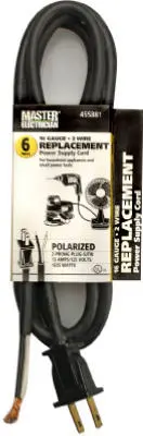 Master Electrician 09702ME 6 Foot 16/2 Black Power Tool Replacement Cord