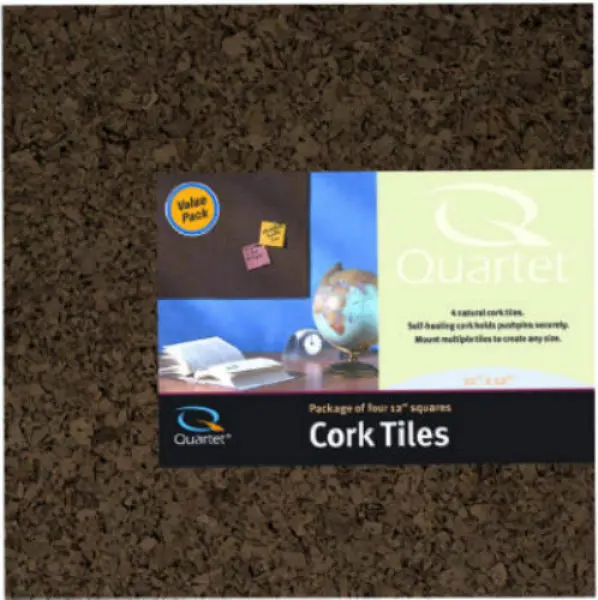 Dark Cork Tile 12x12 Inches 4 Pack Flooring and Wall Covering Swingline
