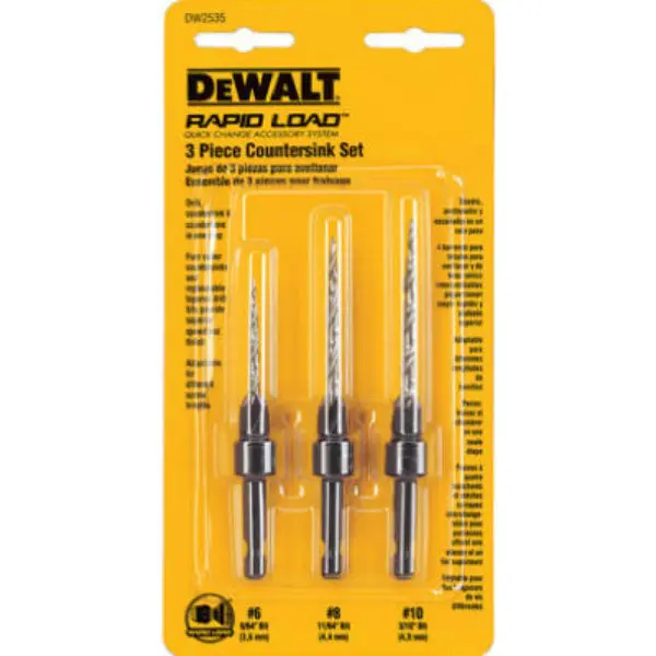 DeWalt DW2535 Rapid Load Countersink Set 3-Piece Professional Woodworking