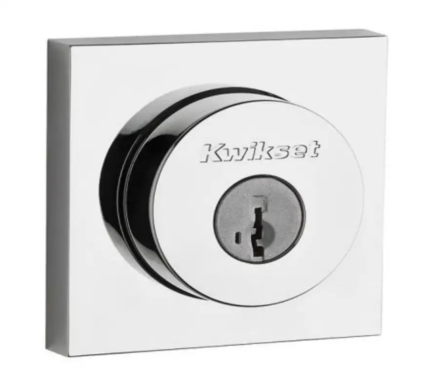 Kwikset 158SQT-26S Halifax Square Single Cylinder Deadbolt - Bright Chrome