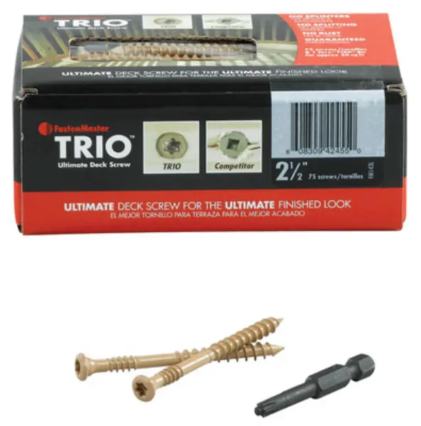 FastenMaster FMTRD212-75 Trio Ultimate Deck Screw 2-1/2 Inch Brown 75-Pack