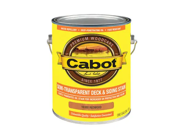 Cabot 16380-07 Semi-Transparent Deck and Siding Stain Redwood 1 Gallon Outdoor Wood Surfaces