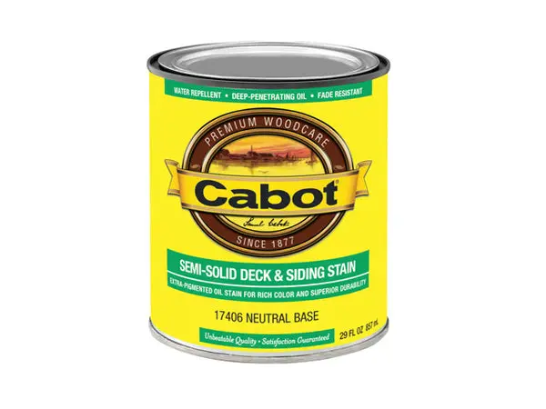 Cabot 17406-05 Semi-Solid Deck and Siding Stain Neutral Base 1 Quart Wood Protection