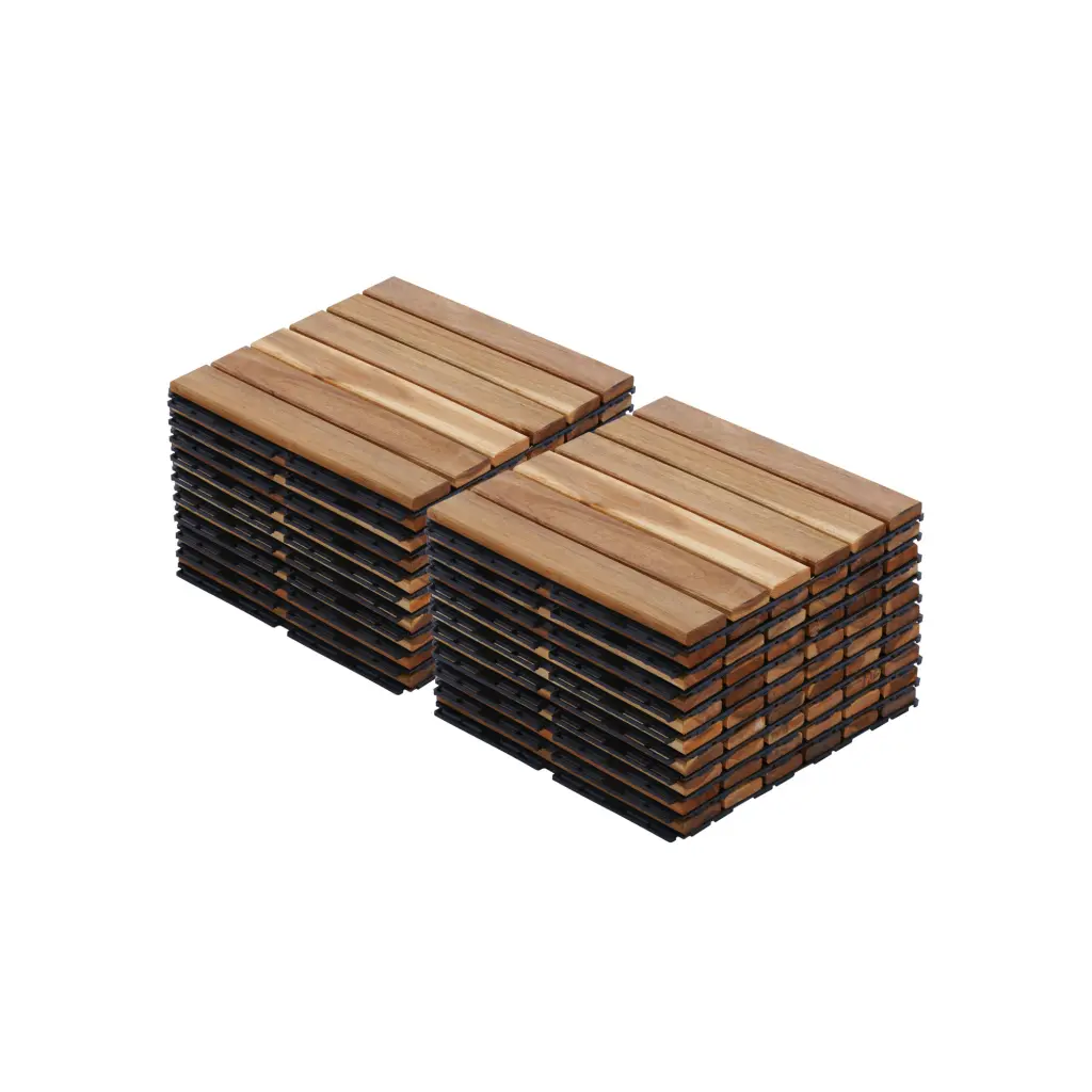 20 Pcs Interlocking Deck Tiles 12x12 Square Yellow Striped Pattern beefurni
