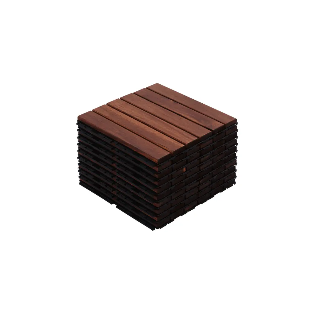 10 Pcs Interlocking Deck Tiles 12 x 12 Square Acacia Wood Flooring Patio beefurni