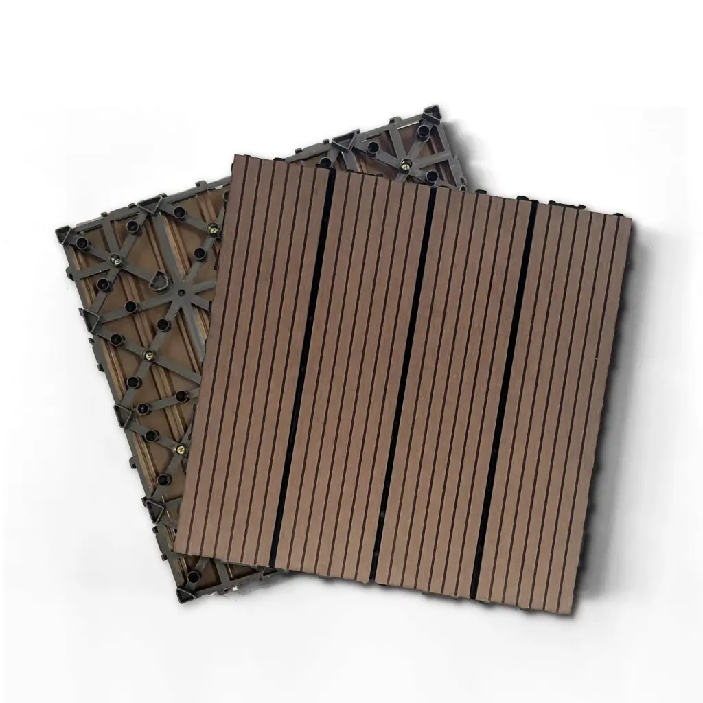 Wood Plastic Composite Deck Tiles Set 20Pcs Resistant Decking w2805